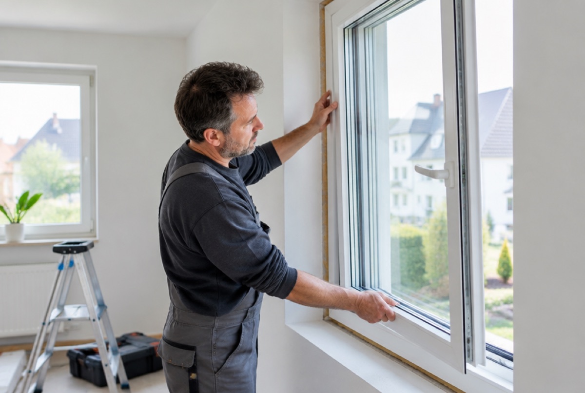 Einbau neuer dreifach verglaster Fenster